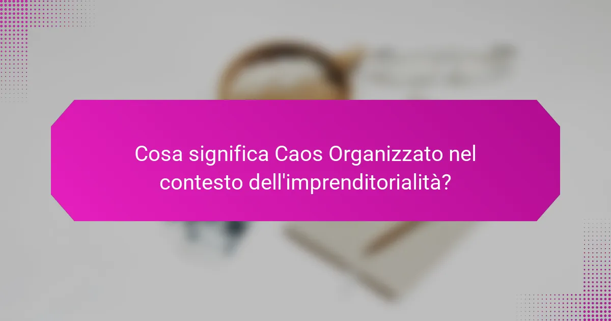 Cosa significa Caos Organizzato nel contesto dell'imprenditorialità?