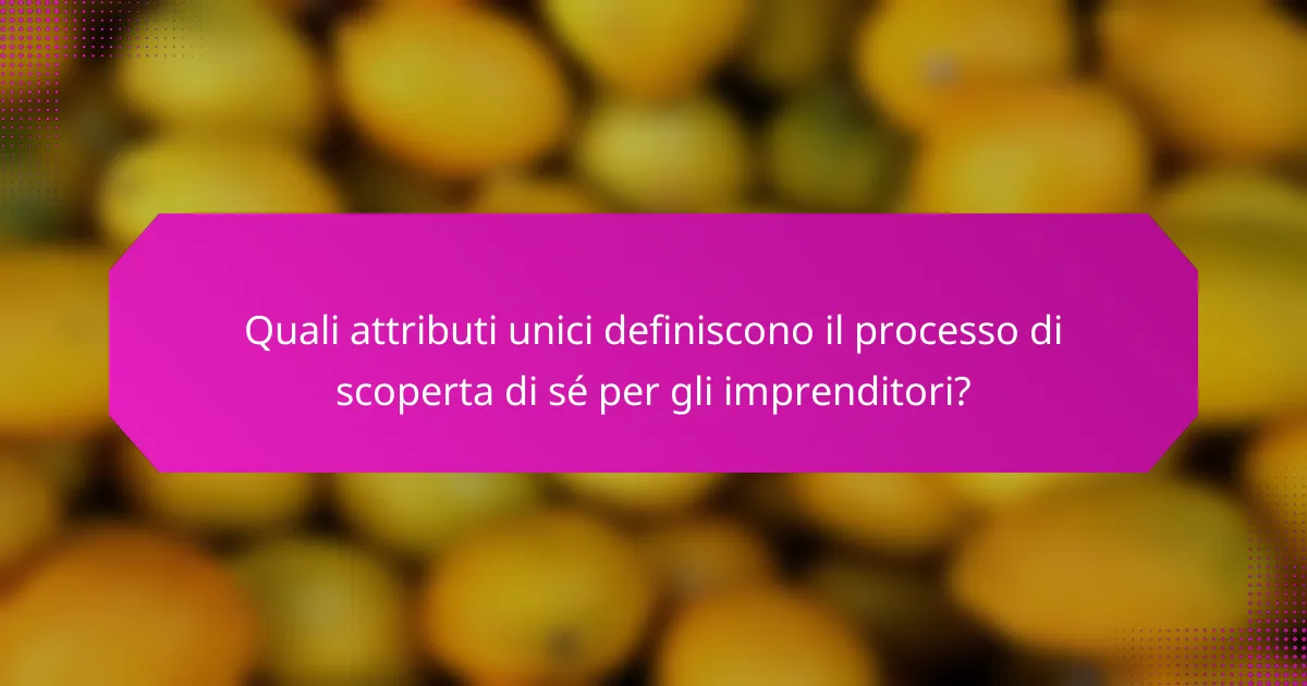 Quali attributi unici definiscono il processo di scoperta di sé per gli imprenditori?