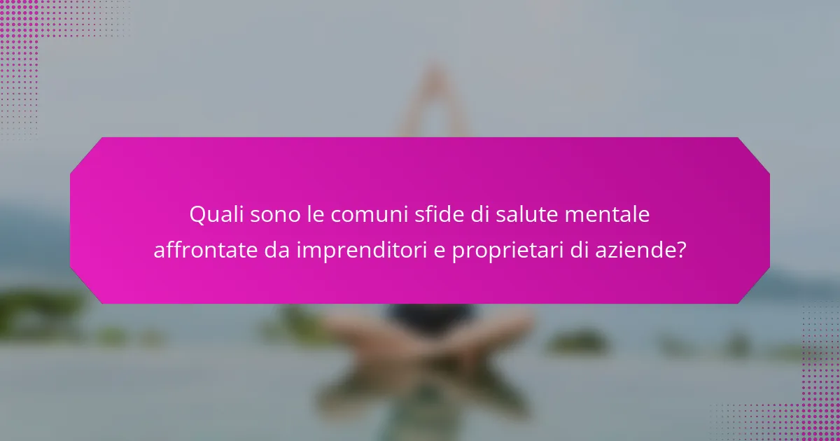 Quali sono le comuni sfide di salute mentale affrontate da imprenditori e proprietari di aziende?