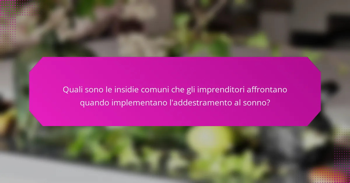 Quali sono le insidie comuni che gli imprenditori affrontano quando implementano l'addestramento al sonno?