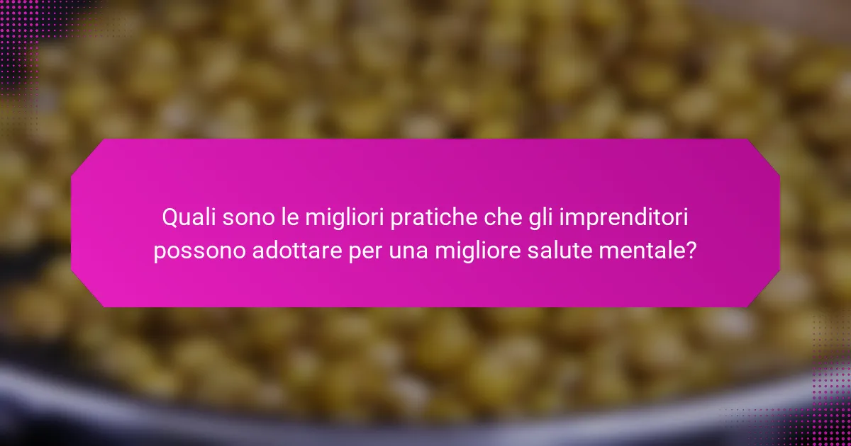 Quali sono le migliori pratiche che gli imprenditori possono adottare per una migliore salute mentale?