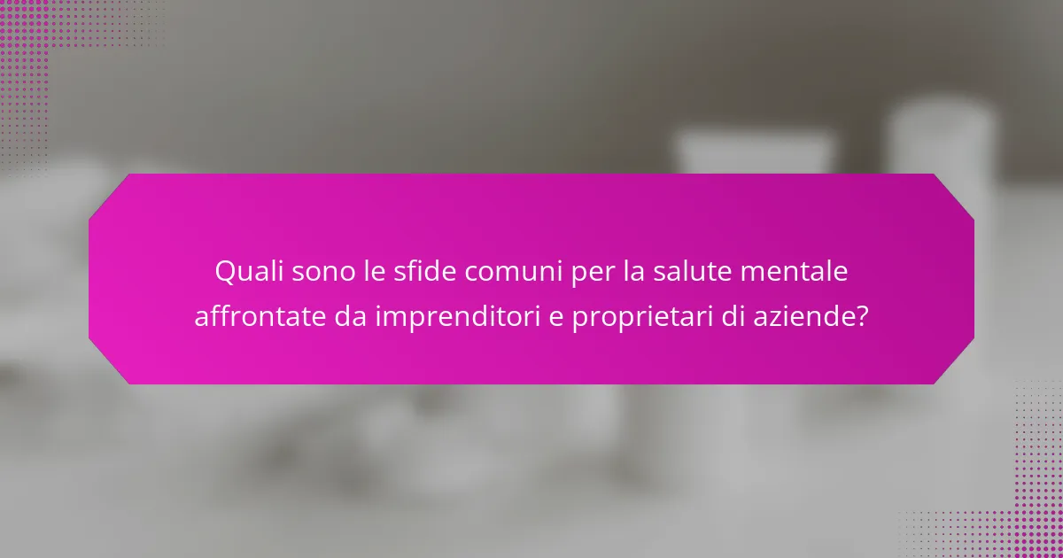 Quali sono le sfide comuni per la salute mentale affrontate da imprenditori e proprietari di aziende?