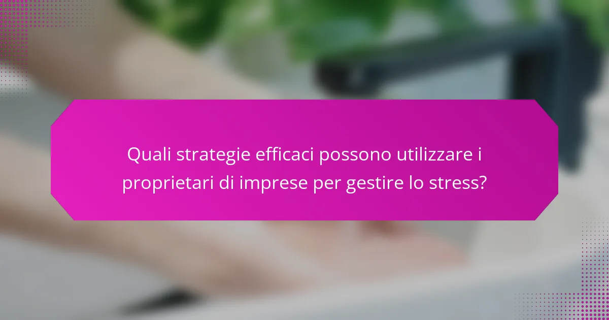 Quali strategie efficaci possono utilizzare i proprietari di imprese per gestire lo stress?